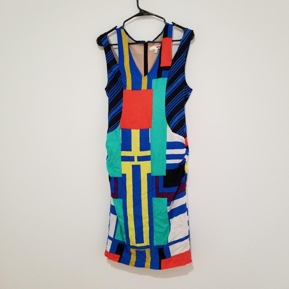 🌸 Rare! Tracy Reese Silk Cutout Colorblock Multiblock T Dress Size 8